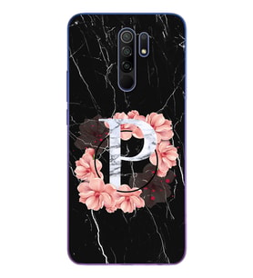 Mermer Çiçekli Harf Tasarım Süper Şeffaf Silikon Telefon Kılıfı Xiomai Redmi 9 P