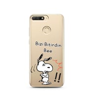 Snoopy Tasarımlı Süper Şeffaf Silikon Telefon Kılıfı Huawei Y6 Prime 2018