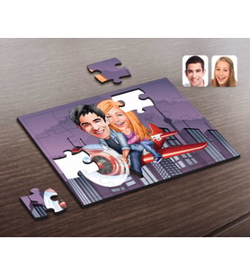 BK Gift Kişiye Özel Sevgililer Karikatürlü Ahşap Puzzle-11