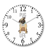 Pug Life Köpek 02 Duvar Saati Bombeli Gercek Cam