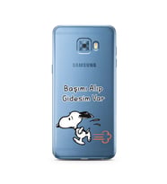 Snoopy Tasarımlı Süper Şeffaf Silikon Telefon Kılıfı Samsung C5 Pro  