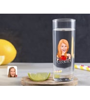 BK Gift Kişiye Özel Renkli Baskılı Kadın Karikatürlü Vodka Bardağı-33 (Beyaz)