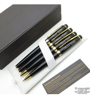 Scrikss 38 4'lü Set Siyah Altın Deri Ahşap Kutulu  Dolma Kalem + Roller Kalem + Tükenmez Kalem + Versatil Kalem Seti  Scrikss Honour  İsme Özel Kalem  Hediyelik Kalem