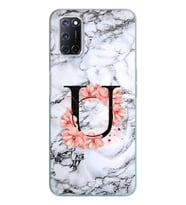 Mermer Çiçekli Harf Tasarım Süper Şeffaf Silikon Telefon Kılıfı Oppo A52-A72 U-H