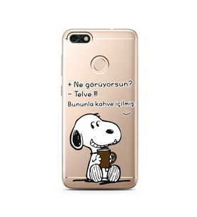Snoopy Tasarımlı Süper Şeffaf Silikon Telefon Kılıfı Huawei P9 Lite 2017 Mini 