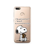 Snoopy Tasarımlı Süper Şeffaf Silikon Telefon Kılıfı Huawei P9 Lite 2017 Mini 