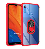 Microsonic Huawei Honor 8A Kılıf Grande Clear Ring Holder Kırmızı