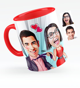 BK Gift Kişiye Özel Sevgililer Karikatürlü Kırmızı Kupa Bardak  4