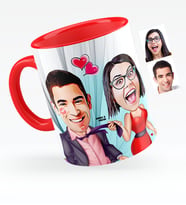 BK Gift Kişiye Özel Sevgililer Karikatürlü Kırmızı Kupa Bardak  4