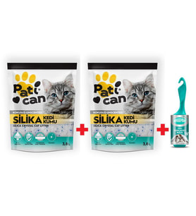 PATİCAN 2 ADET SİLİKA KRİSTAL KEDİ KUMU 3.8LT+SMARTER TÜY TOP.
