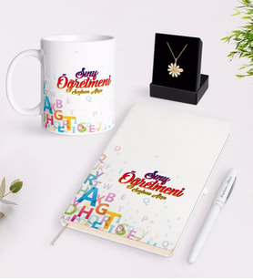 BK Gift Kişiye Özel Sınıf Öğretmeni Beyaz Kupa Defter Kalem ve İsimli Papatya Kolye Hediye Seti-13 (Model 1)