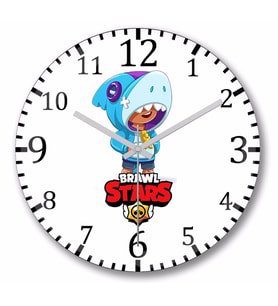 Brawl  Stars Shark  Leon  Duvar Saati Bombeli Gercek Cam