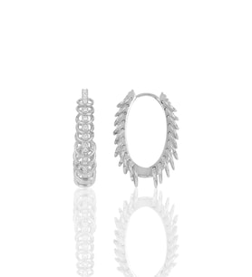 Söğütlü Silver Gümüş rodyumlu çılgın halkalar oval küpe