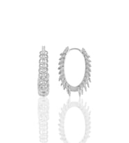 Söğütlü Silver Gümüş rodyumlu çılgın halkalar oval küpe