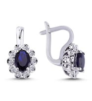 Lova Pırlantalı Oval Safir Anturaj Küpe - 3070016