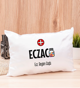 Eczacı Dikdörtgen Saten Yastık (Beyaz)