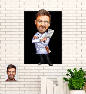 Kişiye Özel Hediye Kasap Karikatürlü Uv Baskılı Ahşap Tablo