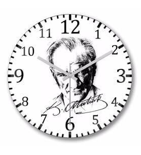 Atatürk imzalı  Duvar Saati Bombeli Gercek Cam