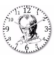 Atatürk imzalı  Duvar Saati Bombeli Gercek Cam