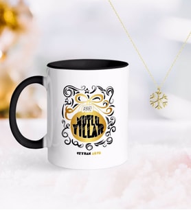 BK Gift Kişiye Özel Yılbaşı Mutlu Yıllar Siyah Kupa ve Kar Tanesi Kolye-9 (Model 1)