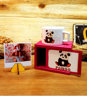 Sevimli Panda Özel Tasarım Fotoğraflı Renkli Kutulu Kupa