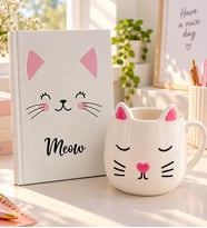 Kedi Defter & Kedi Kupa Sevimli Hediye Seti