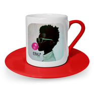 BK Gift Kişiye Özel Retro Face Tasarımlı Kırmızı Türk Kahvesi Fincanı  1
