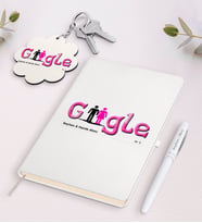 BK Gift Kişiye Özel Google Tasarımlı Beyaz Defter Kalem ve Anahtarlık Hediye Seti-2 (Model 1)