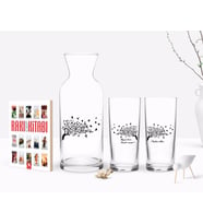 BK Gift Kişiye Özel Renkli Baskılı Hayat Kısa Kuşlar Uçuyor Tasarımlı İkili Rakı Bardağı Karaf ve Cep Kitabı Hediye Seti-1 (Model 1)