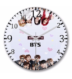 Bts Ve  Blackpink Duvar Saati Bombeli Gercek Cam