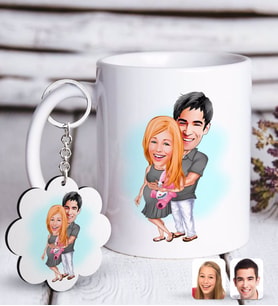 BK Gift Kişiye Özel Bebek Sürprizi Karikatürlü Beyaz Kupa ve Anahtarlık Hediye Seti (Model 1)