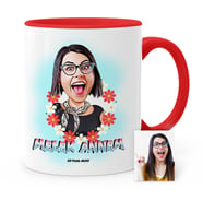 BK Gift Kişiye Özel Melek Annem Karikatür Kırmızı Kupa Bardak
