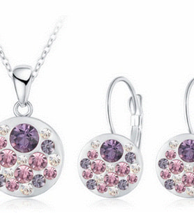 Kolye Küpe Set Purple Dream Avusturya Kristal Beyaz Altın Kaplama