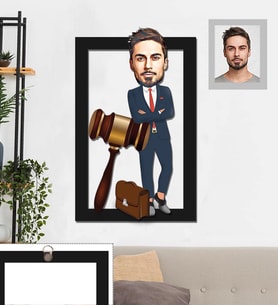 Kişiye Özel Avukat Karikatürlü 3D Ahşap Tablo 30x47 Bay-4