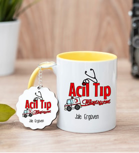 Acil Tıp Teknisyeni Sarı Kupa Bardak Ve Anahtarlık Set