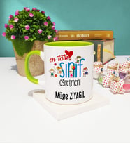 Mesajlı Sınıf Öğretmeni Kupa Bardak Yeşil
