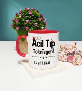 Acil Tıp Teknisyeni Tasarımlı Kişiye Özel Acil Tıp Teknisyeni Kupa Bardak Kırmızı