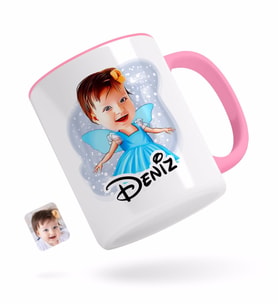 BK Gift Kişiye Özel Çocuk Balerin Karikatürlü Pembe Kupa Bardak-1