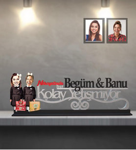 Kişiye Özel  Seksenler Siyah Önlük Karikatürlü Kolay Yetişmiyor Ahşap Biblo Bayan Arkadaş-1