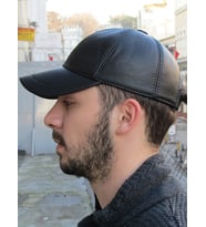Siyah Deri Beyzbol Cap Erkek Şapka Unisex Model cp228 (Siyah)