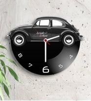 BK Gift Kişiye Özel Retro Beetle Tasarımlı Ahşap Duvar Saati Model 4