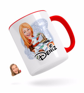 BK Gift Kişiye Özel Kadın Patron Karikatürlü Kırmızı Kupa Bardak-6