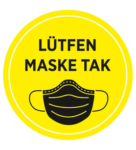 MIGNATIS - Maske Tak Sarı Renk Sticker Afiş Duvar İçin 35x35cm SYL15