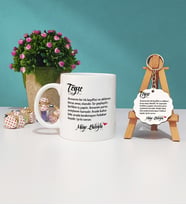 Teyzeye Hediye Teyze Yazılı Kişiye Özel Teyze Kupa Bardak ve Ahşap Anahtarlık Seti