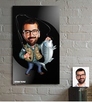 BK Gift Kişiye Özel Bay Balıkçı Karikatür Ahşap Tablo - 1