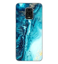 Mavi Kumsal Tasarımlı Süper Şeffaf Silikon Telefon Kılıfı Xiomai Redmi Note 9 Pr
