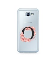 Pembe Çiçekli Harf Tasarım Süper Şeffaf Silikon Telefon Kılıfı Samsung A8 (2016)