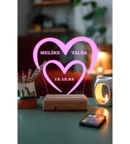 Sevgililer Günü Özel 3D Kalp Tarih Aşk Masaüstü Led Lamba