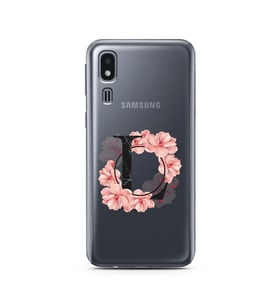 Pembe Çiçekli Harf Tasarım Süper Şeffaf Silikon Telefon Kılıfı Samsung A2 Core L