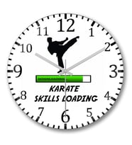 Karate Skills Loading Duvar Saati Bombeli Gercek Cam